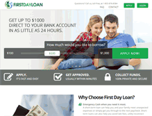 Tablet Screenshot of firstdayloan.com